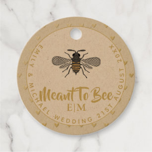 Meant To BEE Monogram Wedding Bridal Shower Thanks Favor Tags
