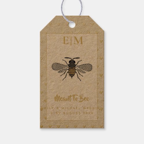 Meant To BEE Monogram Wedding Bridal Shower Thanks Gift Tags