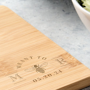 Meant to Bee Monogram Wedding Gift Engraved Cutting Board