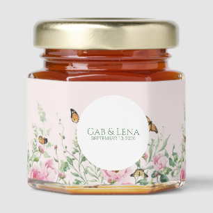 Meant to Bee Peony Floral Honey Jar Favor Sticker Favors