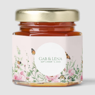 Meant to Bee Peony Floral Honey Jar Favor Sticker Favors