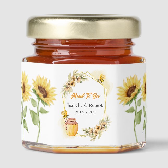 "Meant to Bee" Personalized Wedding Honey Jar Favors (Front)