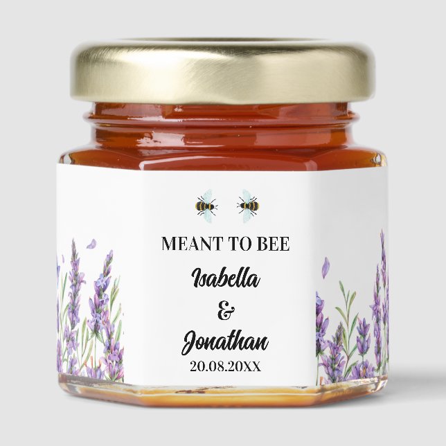 Meant to Bee Personalized Wedding Lavender Honey Jar Favors (Front)