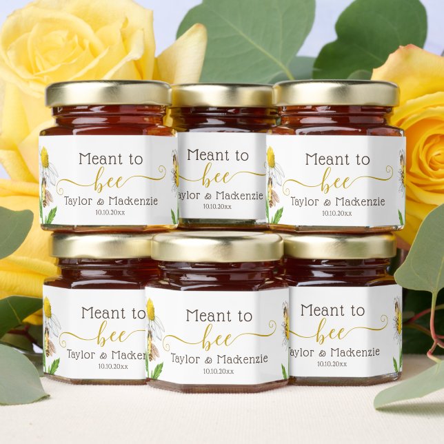Meant to Bee Personalized Wedding Names and Date Honey Jar Favors (Insitu)