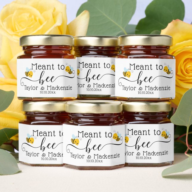 Meant to Bee Personalized Wedding Names and Date Honey Jar Favors (Insitu)