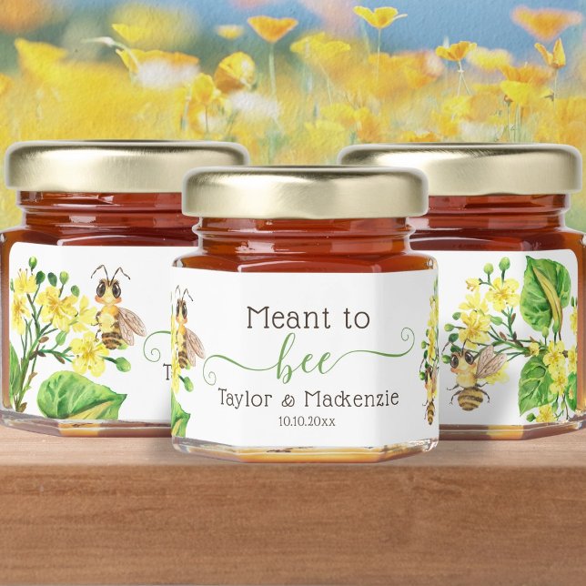 Meant to Bee Personalized Wedding Names and Date Honey Jar Favors (Meant to Bee Personalized Wedding Names and Date Honey Jar Favors by Ricaso. Easy add names and date)