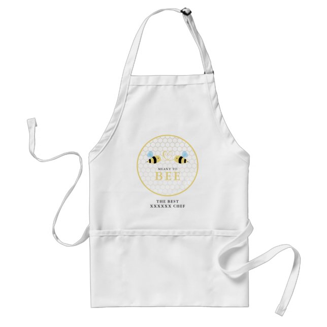 Meant To Bee Quote Funny Two Bees In Love Adult Apron (Front)