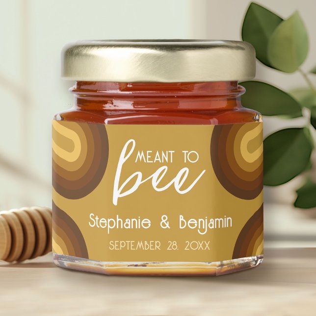 Meant to Bee - Retro Stripes Wedding Honey Jar Favors (Meant to BEE - Bridal Shower Honey Jar Favor)