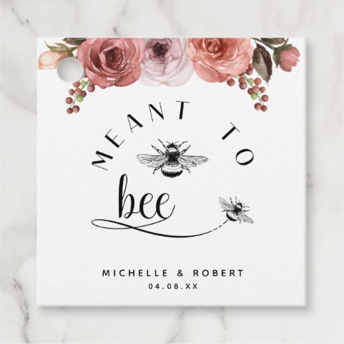 Meant to Bee Rose Gold Blush Floral Favor Tags