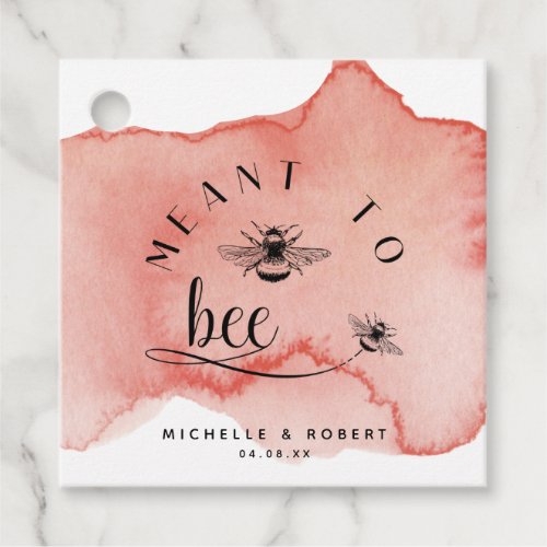 Meant to Bee Rose Gold Watercolor stain Favor Tags