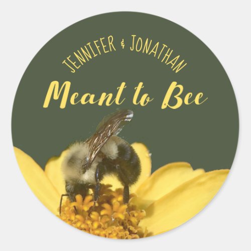 Meant to Bee Round Honey Wedding Favors Photo Classic Round Sticker