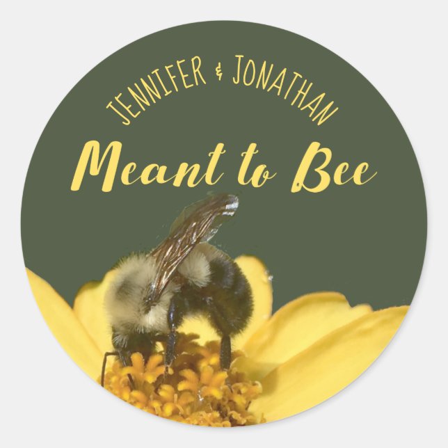Meant to Bee Round Honey Wedding Favors Photo Classic Round Sticker (Front)