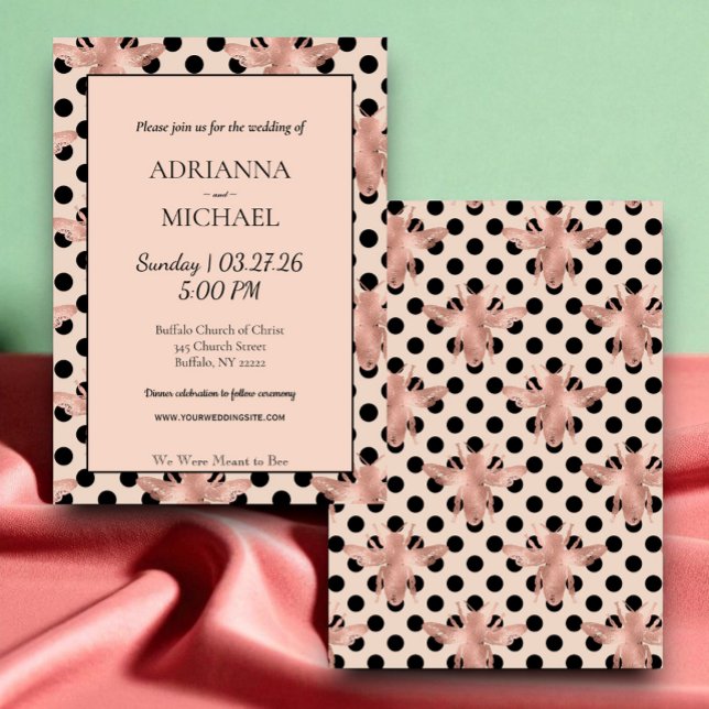 Meant to Bee Rustic Pink Wedding Invitation (Creator Uploaded)