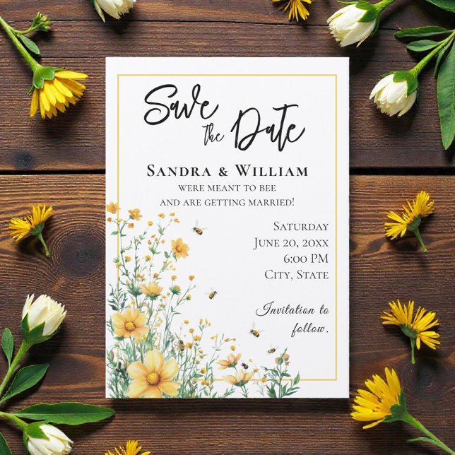 Meant to Bee Rustic Save the Date Invitation (Creator Uploaded)