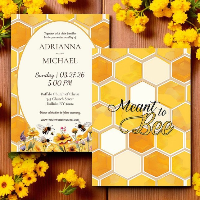 Meant to Bee Rustic Wedding Invitation (Creator Uploaded)