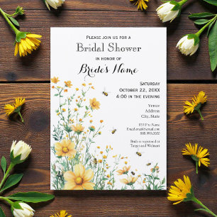 Meant to Bee Rustic Yellow Bridal Shower Invitation