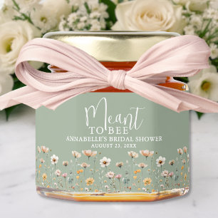 Meant To Bee Sage Green Wildflower Bridal Shower Honey Jar Favors