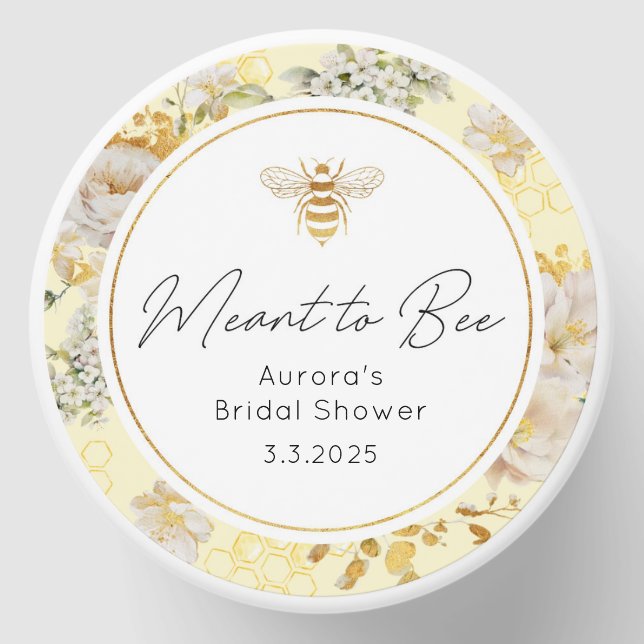 Meant to bee sticker. Bee bridal shower Mini Candle Favors (Front)