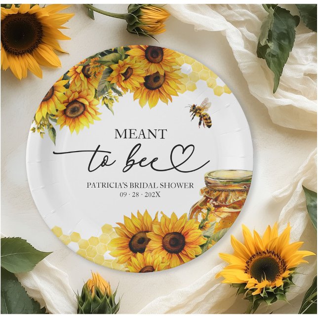Meant To Bee Sunflower Bridal Shower Paper Plates (Creator Uploaded)