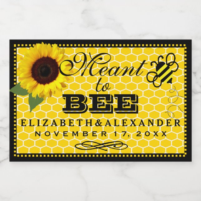 Meant To Bee Sunflower Wedding Guest Favor Label (Single Label)