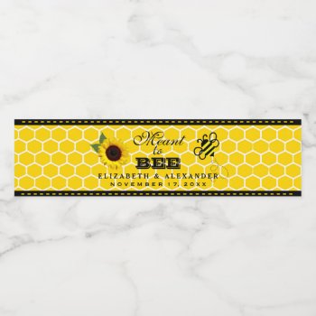 Meant To Bee Sunflower Wedding Water Bottle Label by hungaricanprincess at Zazzle