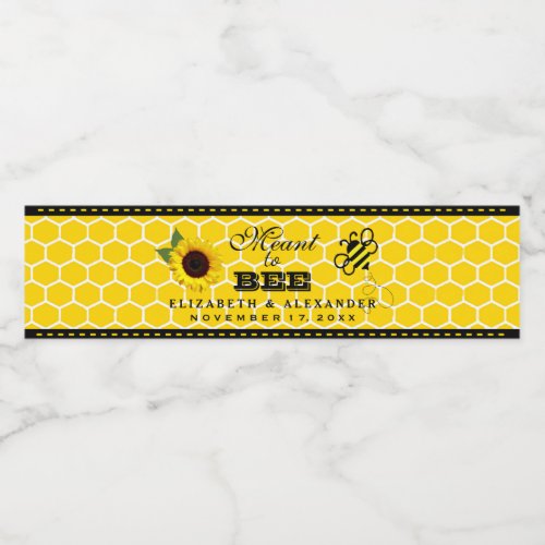 Meant To Bee Sunflower Wedding Water Bottle Label
