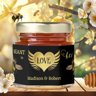Meant to Bee Thank You Gold Black Wedding Honey Jar Favors