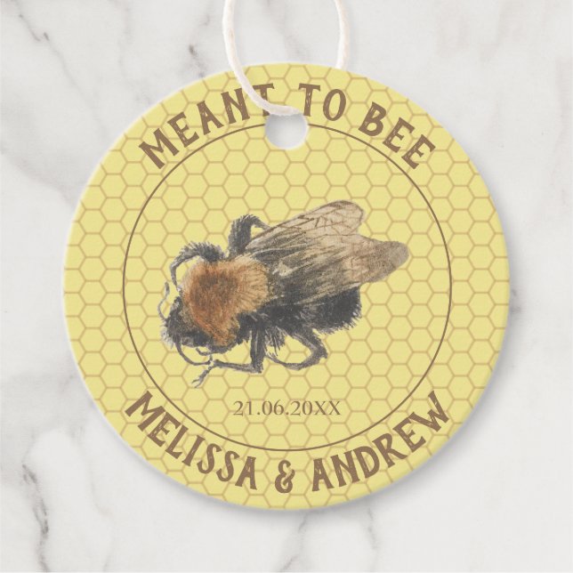Meant to Bee, Vintage Honeybee & Honeycomb Wedding Favor Tags (Front)