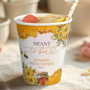 Meant To Bee   Watercolor Floral Bridal Shower Paper Cups