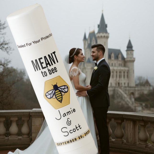 Meant to Bee Wedding Bride Groom with Bee and Date Lip Balm (Creator Uploaded)