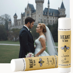 Meant to Bee Wedding Bride Groom with Bee and Date Lip Balm