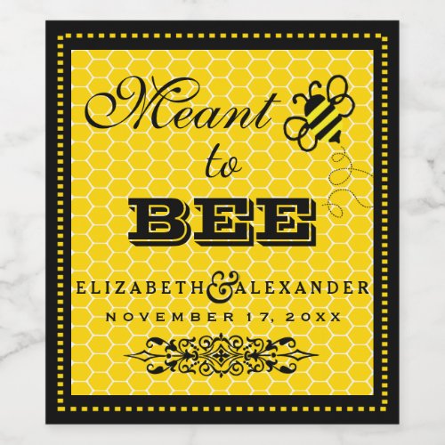 Meant To Bee Wedding Guest Favor Wine Bottle Label