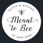 Meant to Bee Wedding Honey Pot Jar Favor Label<br><div class="desc">A Classic Black Wedding Favor Label Sticker featuring "Meant To Bee" in a rustic modern elegant font calligraphy and heart accents. 
You can easily personalized it with your names and wedding date.</div>