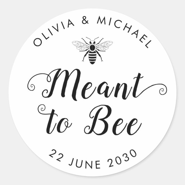 Meant to Bee Wedding Honey Pot Jar Favor Label (Front)