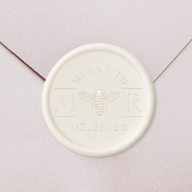Meant to Bee Wedding Monogram Save the Date Wax Seal Sticker (Creator Uploaded)