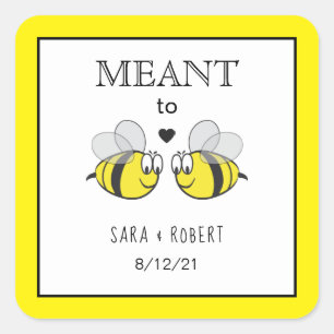 Meant to Bee Wedding Square Sticker