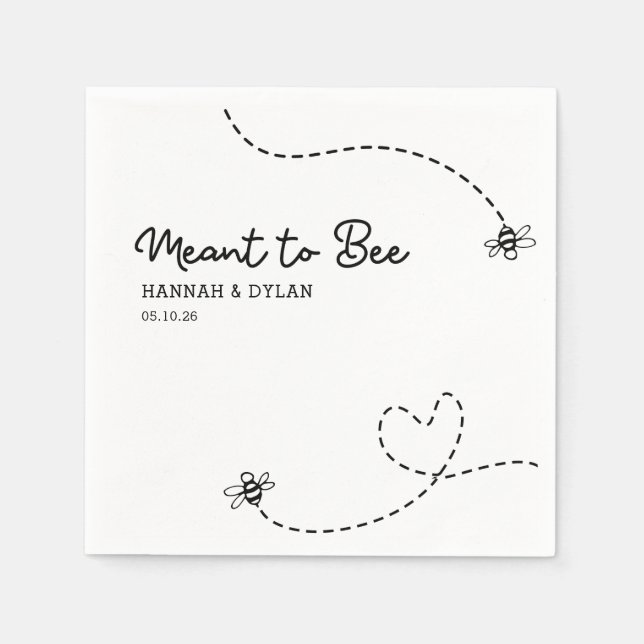 Meant to Bee Whimsical Chic Engagement or Wedding Napkins (Front)