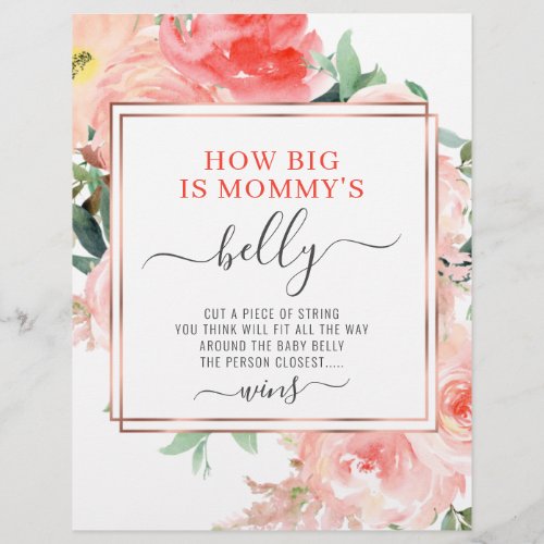 Measure the Baby Belly Game Peach Floral Coral Fly Flyer