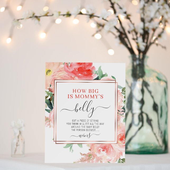 Measure the Baby Belly Game Peach Floral Coral  Foam Board (In Situ (Wedding))
