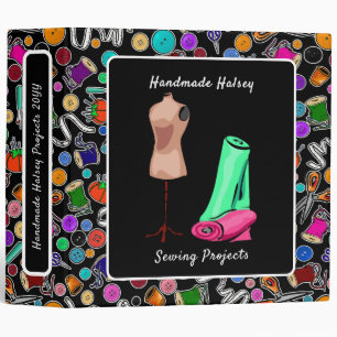 Measure Twice Cut Once Sewing Supplies on Black 3 Ring Binder