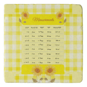 Measurement Chart Sunflower Yellow Gingham Trivet