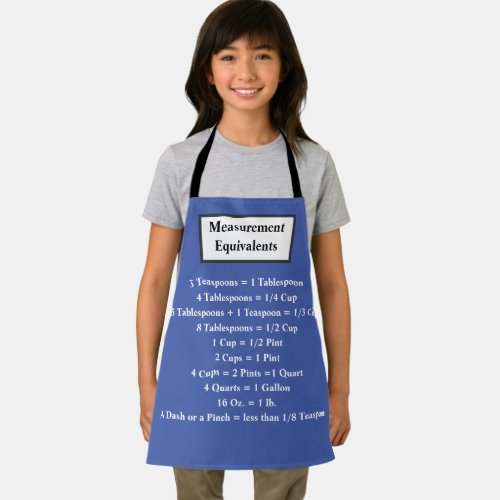 MEASUREMENT EQUIVALENTS APRON FOR CHILDRENCUSTOMI