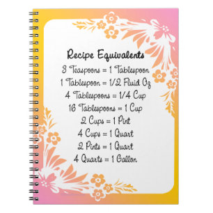 Measurement Equivalents Kitchen Helper Floral Notebook