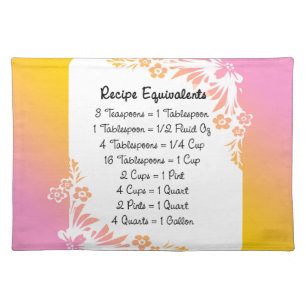 Measurement Equivalents Kitchen Helper Floral Placemat