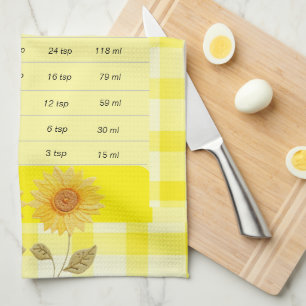 Measurement Sunflower Yellow Gingham Logo Kitchen Towel