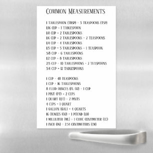 Measurements conversion chart magnetic dry erase s sheet