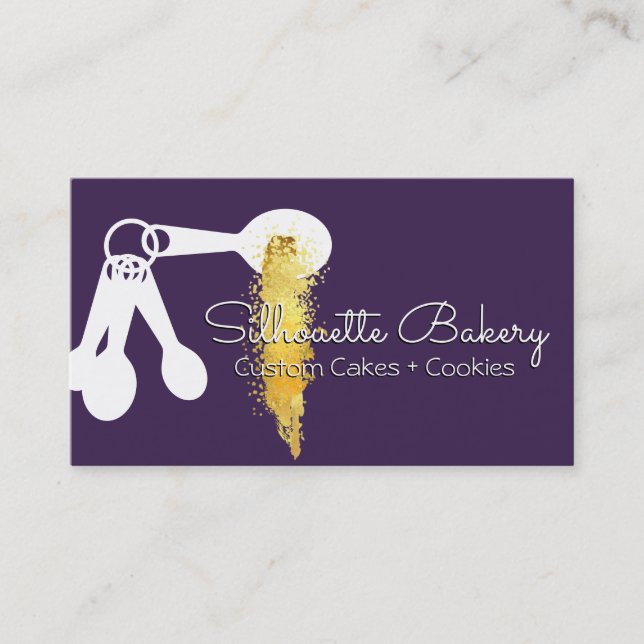 Measuring spoons bakery pastry chef artisan cakes business card (Front)