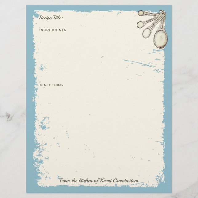 Measuring spoons baking bakery personalized recipe (Front)