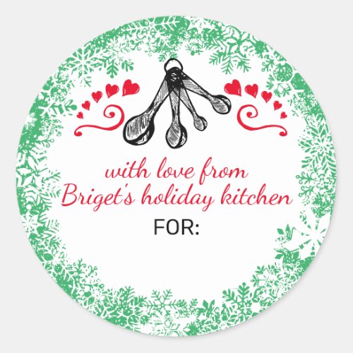 Measuring spoons Christmas cookies personalized Classic Round Sticker