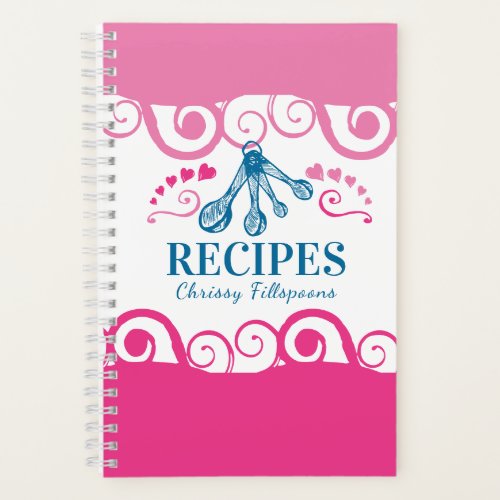 Measuring spoons personalized cookbook recipe note notebook